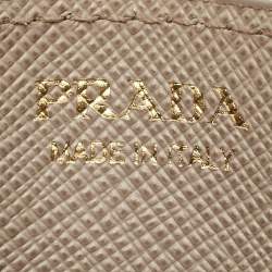Pre Owned Prada Grey Saffiano Metal Leather Logo Card Holder