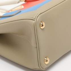Pre Owned Prada Multicolor Saffiano Print Leather Small Double Zip Tote 