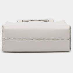 Pre Owned Prada White Mini Soft Calf Logo Drill Satchel