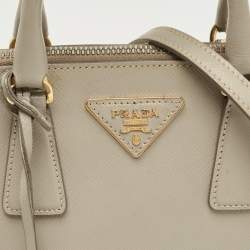 Pre Owned Prada Beige Saffiano Leather Small Promenade Satchel
