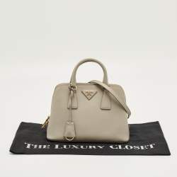 Pre Owned Prada Beige Saffiano Leather Small Promenade Satchel
