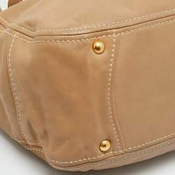 Pre Owned Prada Beige Soft Leather Buckle Tote