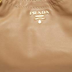 Pre Owned Prada Beige Soft Leather Buckle Tote