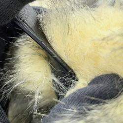 Pre Owned Prada Triangle Logo 2Way Handbag Beige/Black Fake Fur