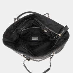 Pre Owned Prada Quilted Chaintote Bag Black Nylon