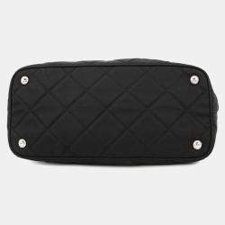 Pre Owned Prada Quilted Chaintote Bag Black Nylon