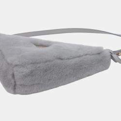 Pre Owned Prada Grey Mini Shearling Triangle Satchel