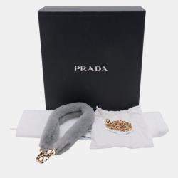 Pre Owned Prada Grey Mini Shearling Triangle Satchel