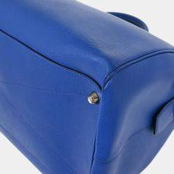 Pre Owned Prada Blue Leather Travel Duffle 2way Shoulder Handbag