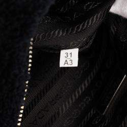 Pre Owned Prada Black Spugna Terry Cloth Triangle Logo Crossbody