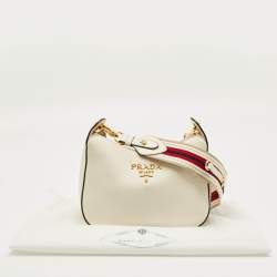 Pre Owned Prada Off White Leather Shoulder Bag