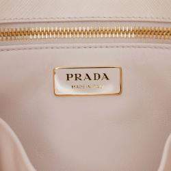 Pre Owned Prada Pink Small Saffiano Lux Galleria Floral Print Double Zip Satchel