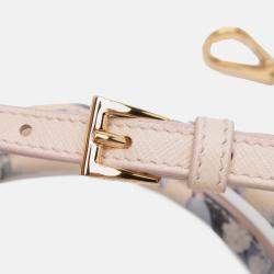 Pre Owned Prada Pink Small Saffiano Lux Galleria Floral Print Double Zip Satchel