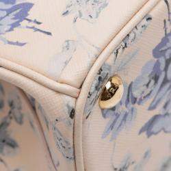 Pre Owned Prada Pink Small Saffiano Lux Galleria Floral Print Double Zip Satchel