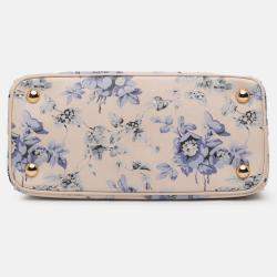 Pre Owned Prada Pink Small Saffiano Lux Galleria Floral Print Double Zip Satchel