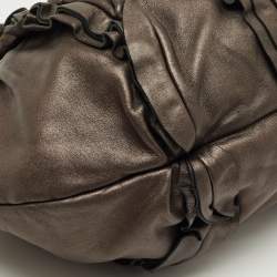 Pre Owned Prada Metallic Ruffle Leather Mordore Hobo