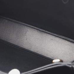 Pre Owned Prada Buckle Double Belt Medium Handbag Leather Black