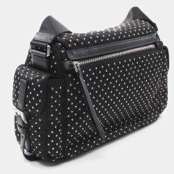 Pre Owned Prada Studded Shoulder Bag Nylon Leather Black