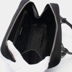 Pre Owned Prada Tessuto+Saffiano Handbag In Nylon And Saffiano Leather Black