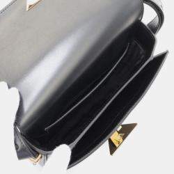 Pre Owned Prada Soft Calf Shoulder Bag Leather Black
