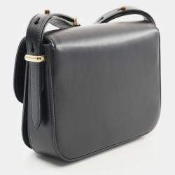 Pre Owned Prada Soft Calf Shoulder Bag Leather Black