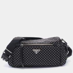Pre Owned Prada Re-Nylon Shoulder Bag Nylon Leather Black