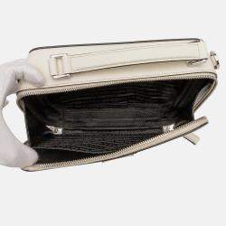 Pre Owned Prada White Medium Saffiano Brique Satchel