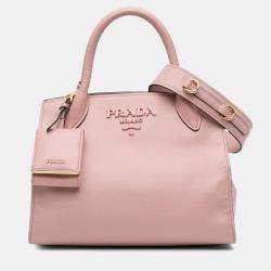 Pre Owned Prada Pink Small Saffiano Cuir Monochrome Top Handle Tote