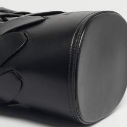 Pre Owned Prada Black Intreccio Leather Tress Bucket Bag