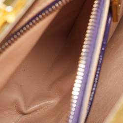 Pre Owned Prada Multicolor Saffiano Patent Leather Crystal Embellished Pyramid Frame Satchel