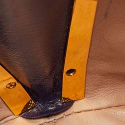 Pre Owned Prada Multicolor Saffiano Patent Leather Crystal Embellished Pyramid Frame Satchel