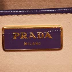 Pre Owned Prada Multicolor Saffiano Patent Leather Crystal Embellished Pyramid Frame Satchel