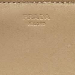 Pre Owned Prada Cream Python Logo Flap Continental Wallet