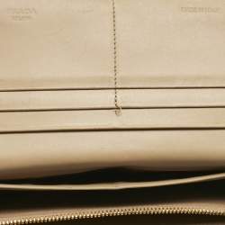 Pre Owned Prada Cream Python Logo Flap Continental Wallet