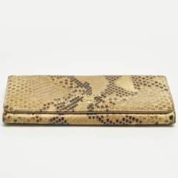 Pre Owned Prada Cream Python Logo Flap Continental Wallet