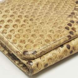 Pre Owned Prada Cream Python Logo Flap Continental Wallet