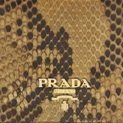 Pre Owned Prada Cream Python Logo Flap Continental Wallet
