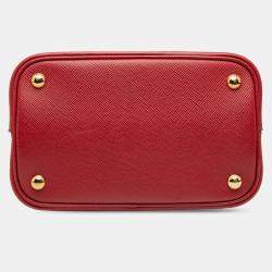Pre Owned Prada Red Medium Saffiano Cuir Panier Satchel
