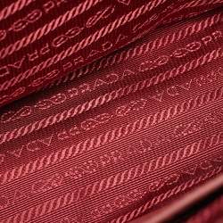 Pre Owned Prada Dark Pink Saffiano Lux Leather Mini Double Zip Tote