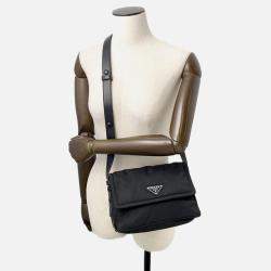 Pre Owned Prada Padded Re-Nylon Shoulder Bag Black Nylon Leather Size Small