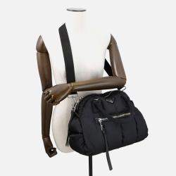 Pre Owned Prada Tessuto Bomber 2-Way Handbag Black Nylon