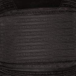 Pre Owned Prada Black Saffiano Trimmed Tessuto Bucket Bag