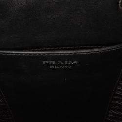 Pre Owned Prada Black Saffiano Trimmed Tessuto Bucket Bag