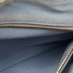 Pre Owned Prada Light Blue Canvas Logo Small Canapa Tote