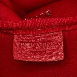 Pre Owned Prada Red Neoprene and Leather Logo Canapa Tote