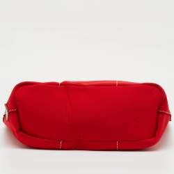 Pre Owned Prada Red Neoprene and Leather Logo Canapa Tote