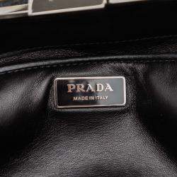 Pre Owned Prada Grey White Leather Baiadera Frame Bag
