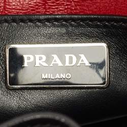 Pre Owned Prada Black Leather Studded Drawstring Bucket Bag