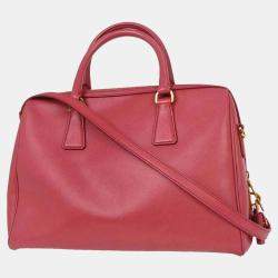Pre Owned Prada Pink Leather 2way Handbag