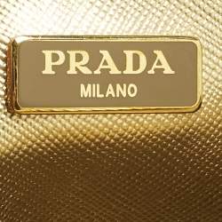 Pre Owned Prada Gold Saffiano Lux Leather Mini Promenade Satchel